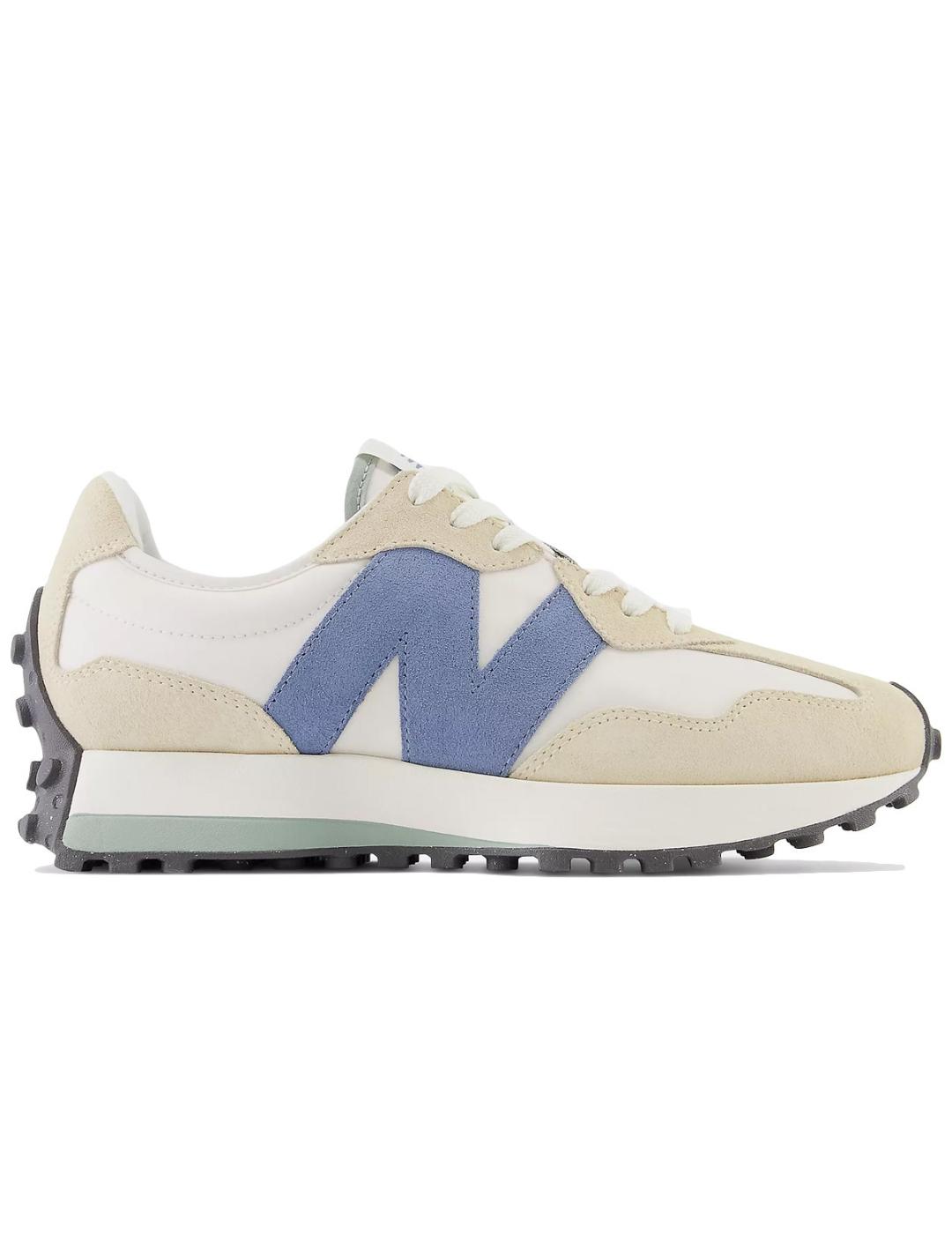 Zapatillas new balance ws327pv blanco beige azul de mujer.
