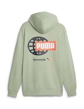 sudadera puma classics brand love verde de hombre.