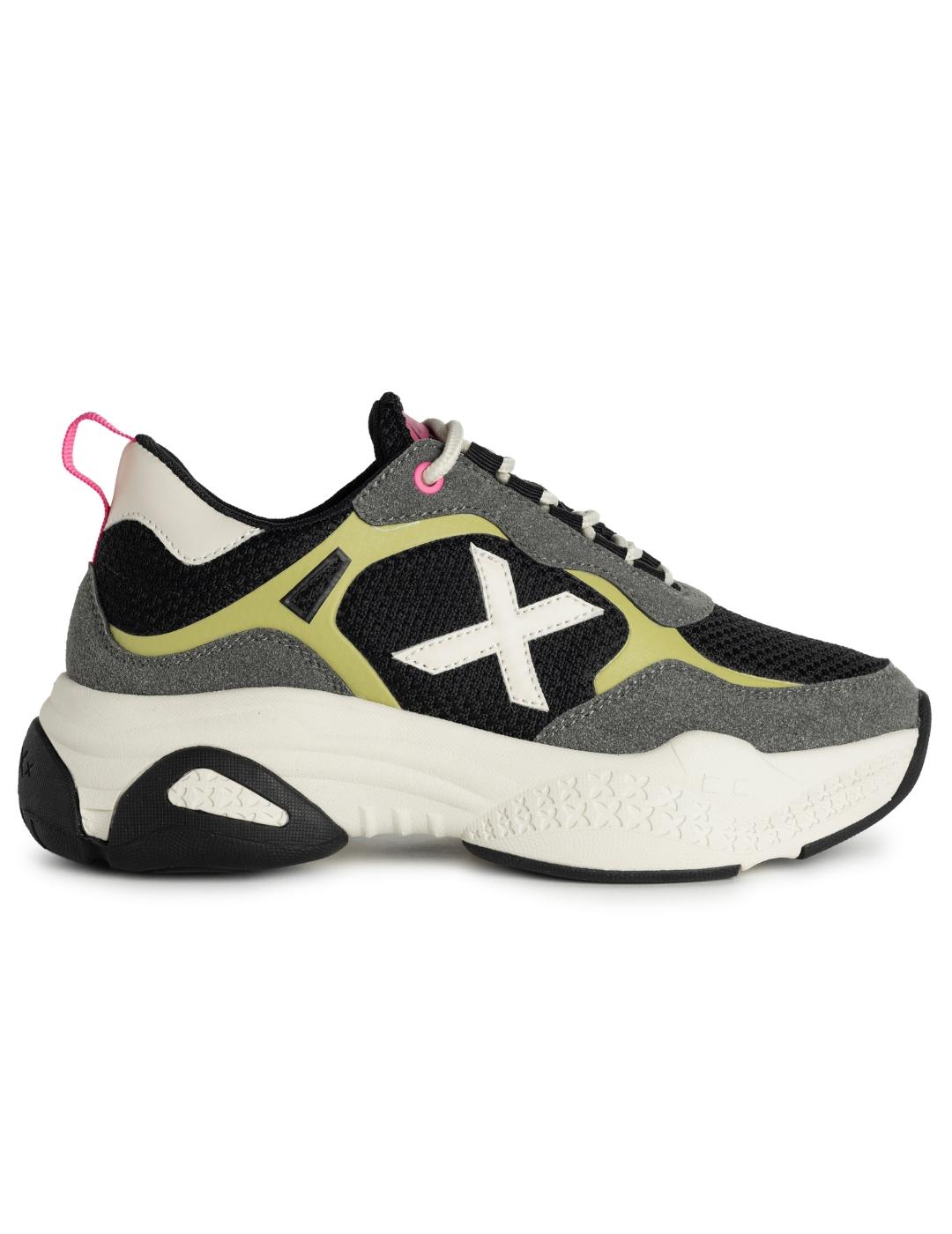 Zapatillas munich sabbia 04 negro gris de mujer.