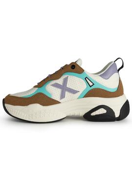 Zapatillas munich sabbia 03 blanco marrón de mujer.