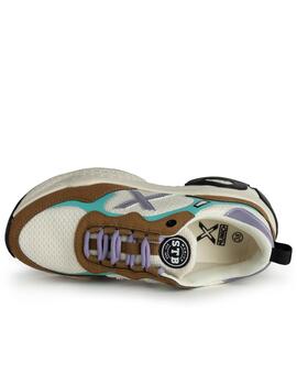 Zapatillas munich sabbia 03 blanco marrón de mujer.