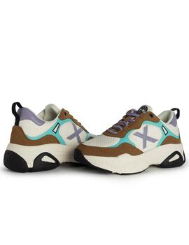 Zapatillas munich sabbia 03 blanco marrón de mujer.
