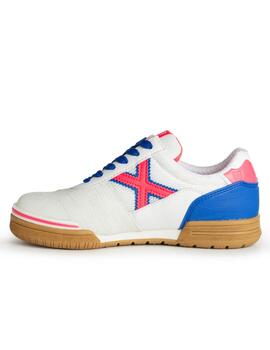 Zapatillas munich g3 kid indoor381 blanco azul de niño.