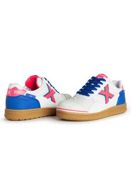 Zapatillas munich g3 kid indoor381 blanco azul de niño.