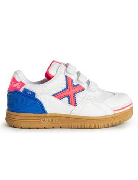 Zapatillas munich g3 kid vco indoor 381 blanco azul de niño.