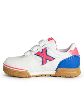 Zapatillas munich g3 kid vco indoor 381 blanco azul de niño.