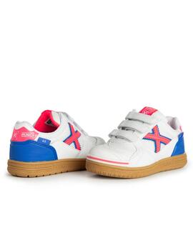 Zapatillas munich g3 kid vco indoor 381 blanco azul de niño.