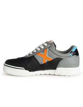 Zapatillas munich g3 kid indoor 383 gris naranja de niño.