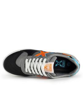 Zapatillas munich g3 kid indoor 383 gris naranja de niño.