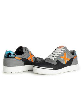 Zapatillas munich g3 kid indoor 383 gris naranja de niño.