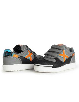 Zapatillas munich g3 vco indoor 383 gris naranja de niño.