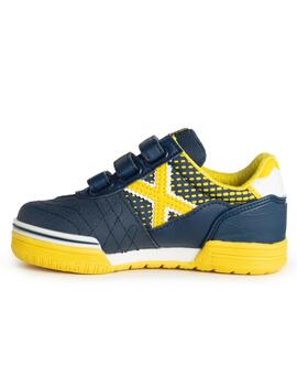 Zapatilla munich g3 kid vco indoor 385 azul amarillo de niño