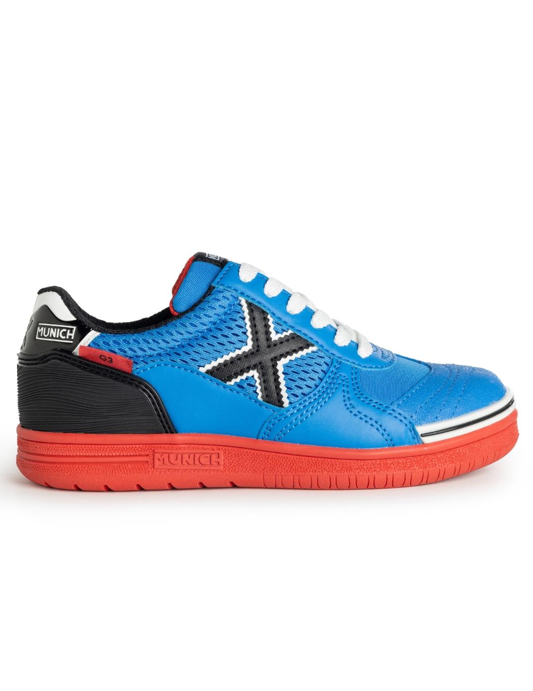 Zapatillas munich g3 kid indoor 386 azul rojo de niño.