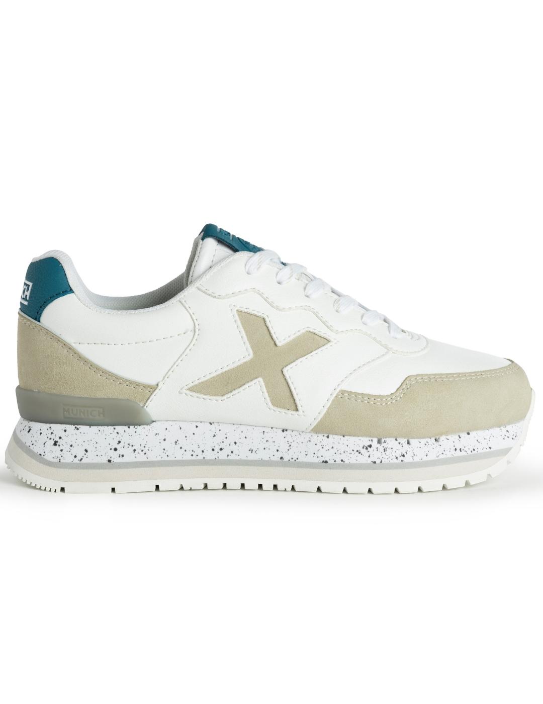 Zapatillas munich dash sky 13 blanco beige de mujer.