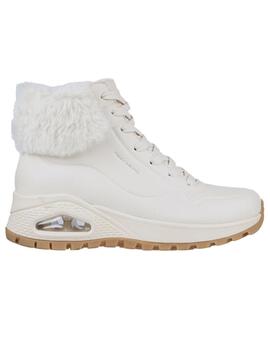 Botas skechers uno rugged fall air blanco roto de mujer.