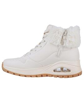 Botas skechers uno rugged fall air blanco roto de mujer.