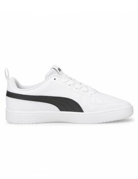 Zapatillas puma rickie jr blanco negro de niño.