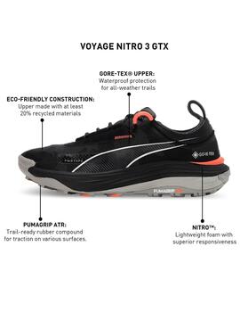 Zapatillas de trail puma voyage nitro 3 gtx negro de hombre.