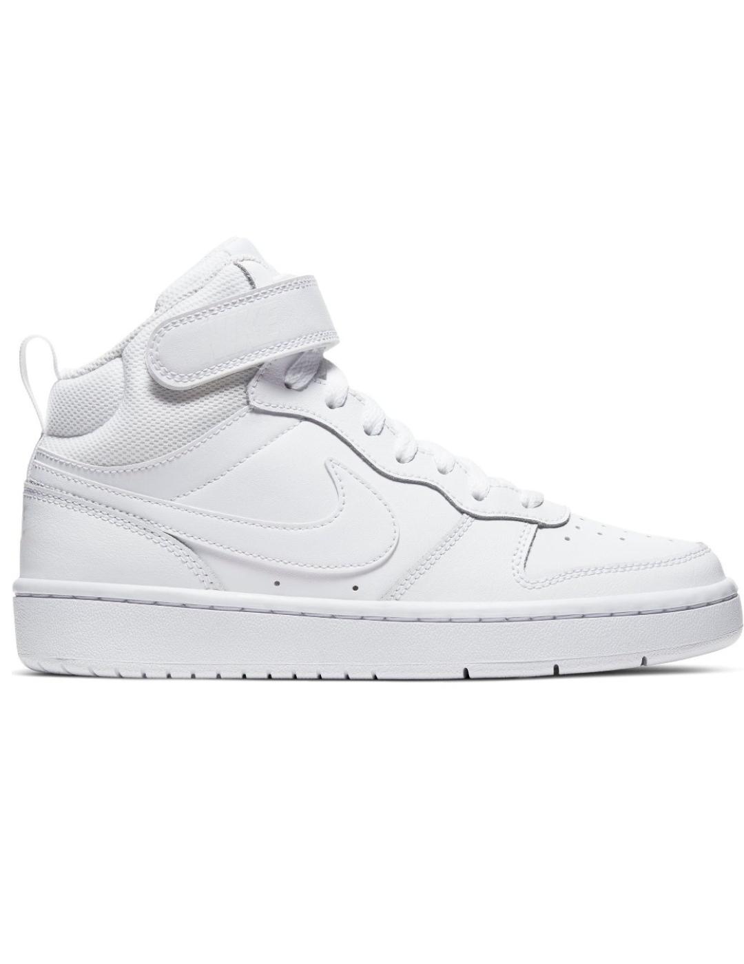 Zapatillas nike court borough mid 2 gs blanco de niño.