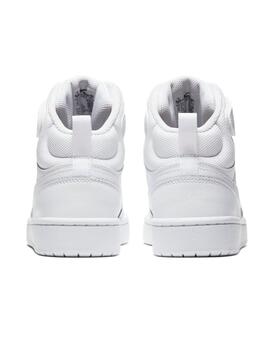 Zapatillas nike court borough mid 2 gs blanco de niño.