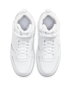 Zapatillas nike court borough mid 2 gs blanco de niño.