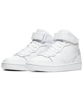 Zapatillas nike court borough mid 2 gs blanco de niño.