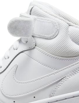 Zapatillas nike court borough mid 2 gs blanco de niño.