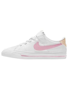 Zapatillas nike court legacy psv blanco rosa de niña.