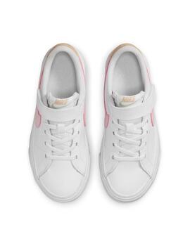 Zapatillas nike court legacy psv blanco rosa de niña.