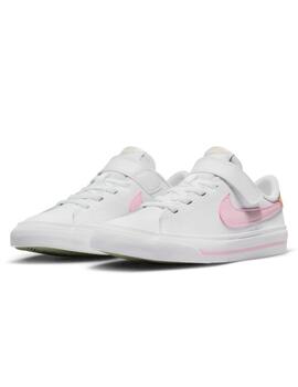 Zapatillas nike court legacy psv blanco rosa de niña.