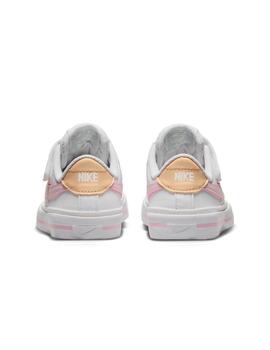 Zapatillas nike court legacy psv blanco rosa de niña.
