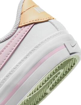 Zapatillas nike court legacy psv blanco rosa de niña.