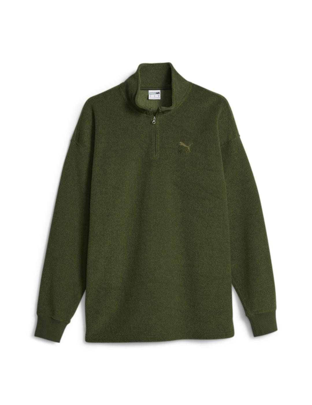 sudadera polar puma classics fleece verde de hombre.