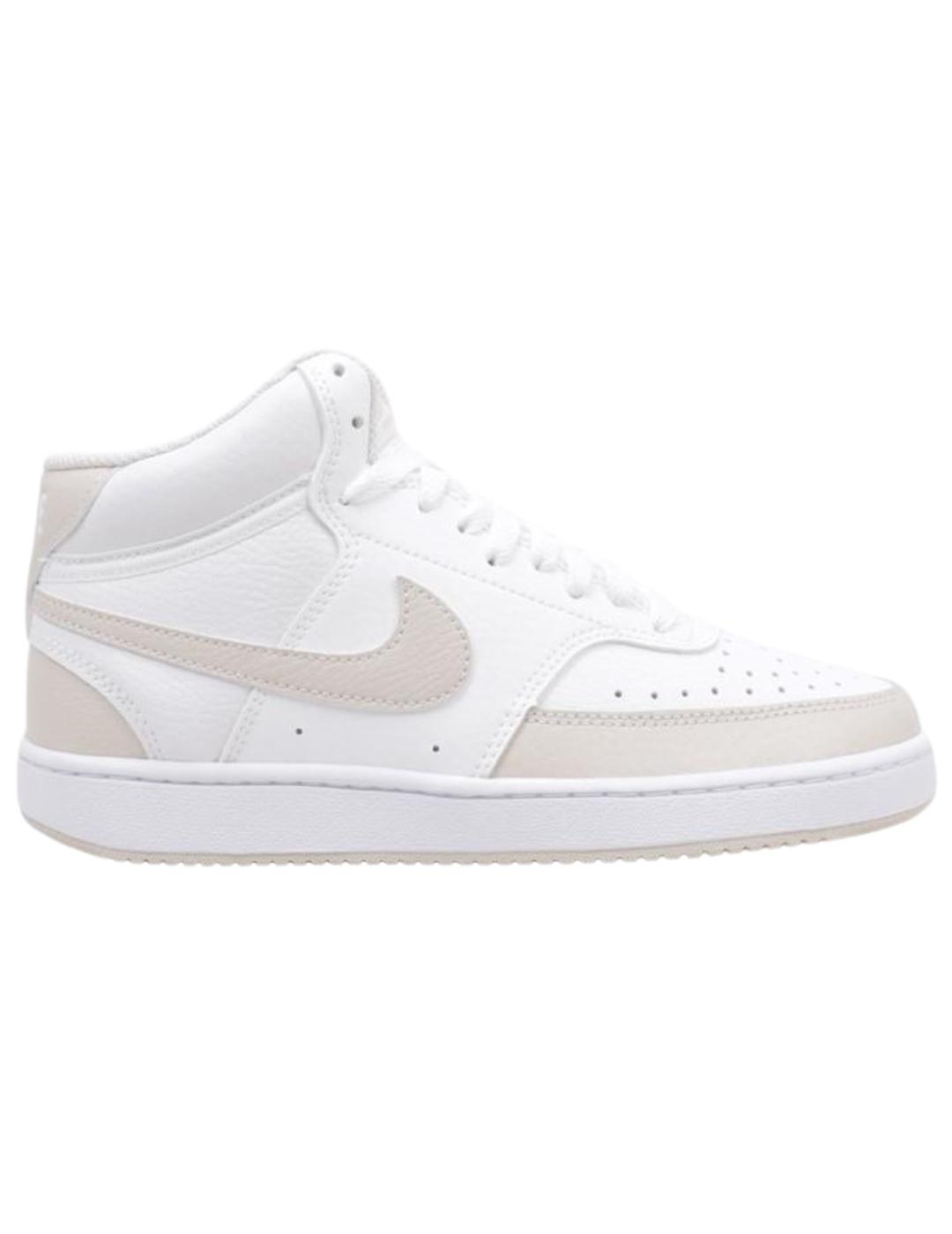 Zapatillas nike court vision mid blanco beige de mujer.