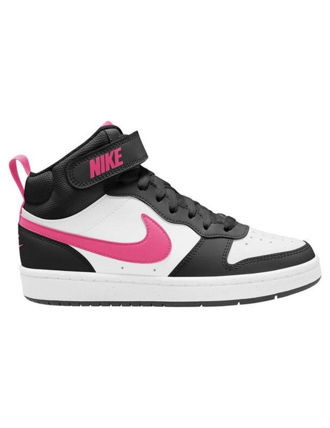 Zapatillas nike court borough mid 2 gs blanco rosa de niña.