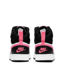 Zapatillas nike court borough mid 2 gs blanco rosa de niña.