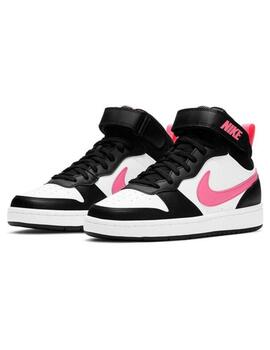 Zapatillas nike court borough mid 2 gs blanco rosa de niña.