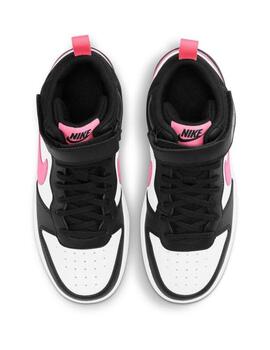 Zapatillas nike court borough mid 2 gs blanco rosa de niña.