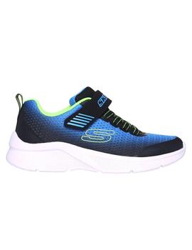 Zapatillas skechers microspec zorva azul negro de niño.