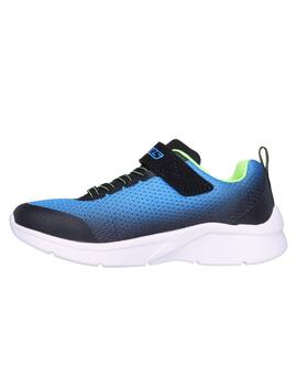 Zapatillas skechers microspec zorva azul negro de niño.