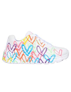 Zapatillas skechers uno lite spread the love blanco de niña.