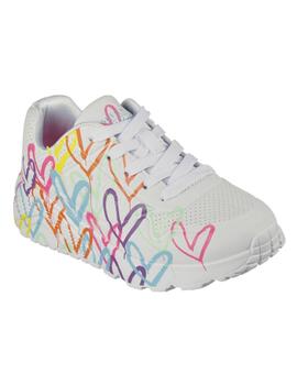 Zapatillas skechers uno lite spread the love blanco de niña.