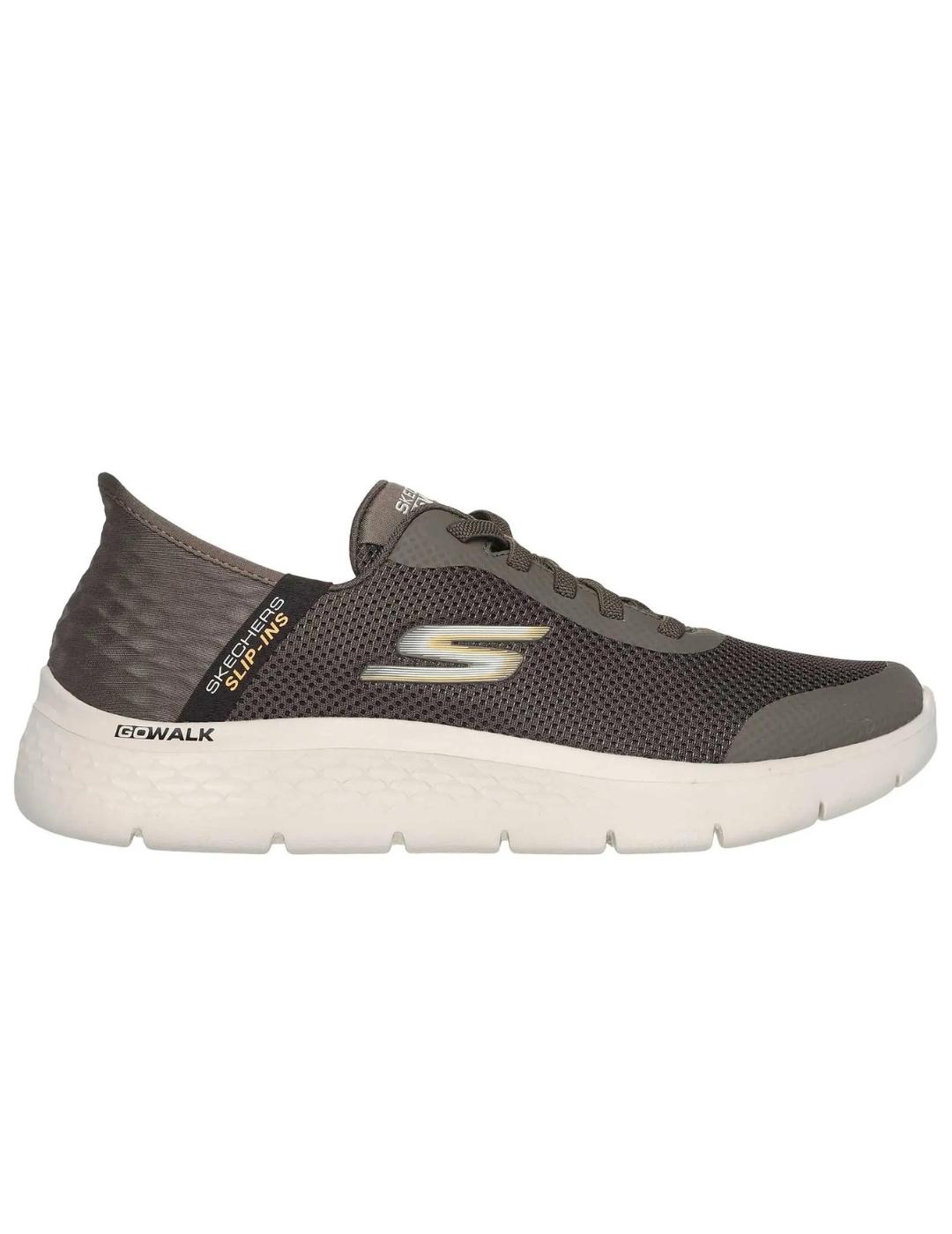 Zapatillas skechers go walk flex slip ins marrón de hombre.