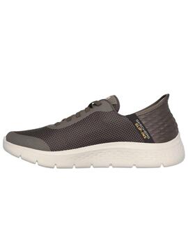 Zapatillas skechers go walk flex slip ins marrón de hombre.