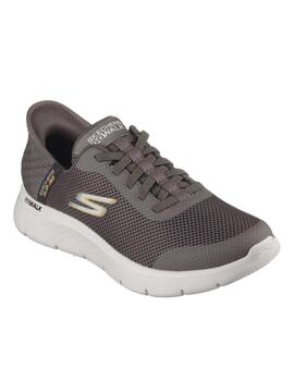 Zapatillas skechers go walk flex slip ins marrón de hombre.