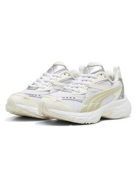 Zapatillas puma morphic metalic wns blanco beige de mujer.