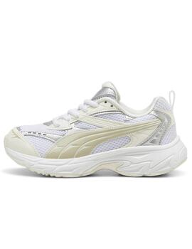 Zapatillas puma morphic metalic wns blanco beige de mujer.