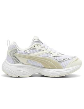 Zapatillas puma morphic metalic wns blanco beige de mujer.