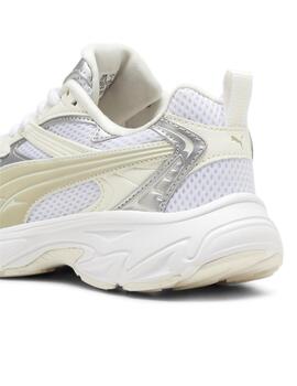 Zapatillas puma morphic metalic wns blanco beige de mujer.