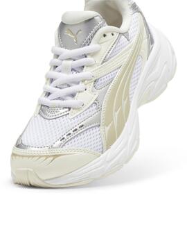 Zapatillas puma morphic metalic wns blanco beige de mujer.